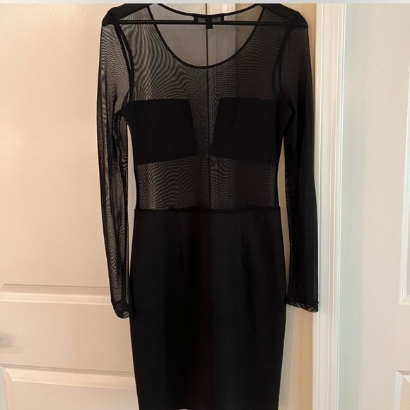 ♠️ Black Sheer Long Sleeve Cocktail Bodycon Dress , Size: M - Picture 5 of 9